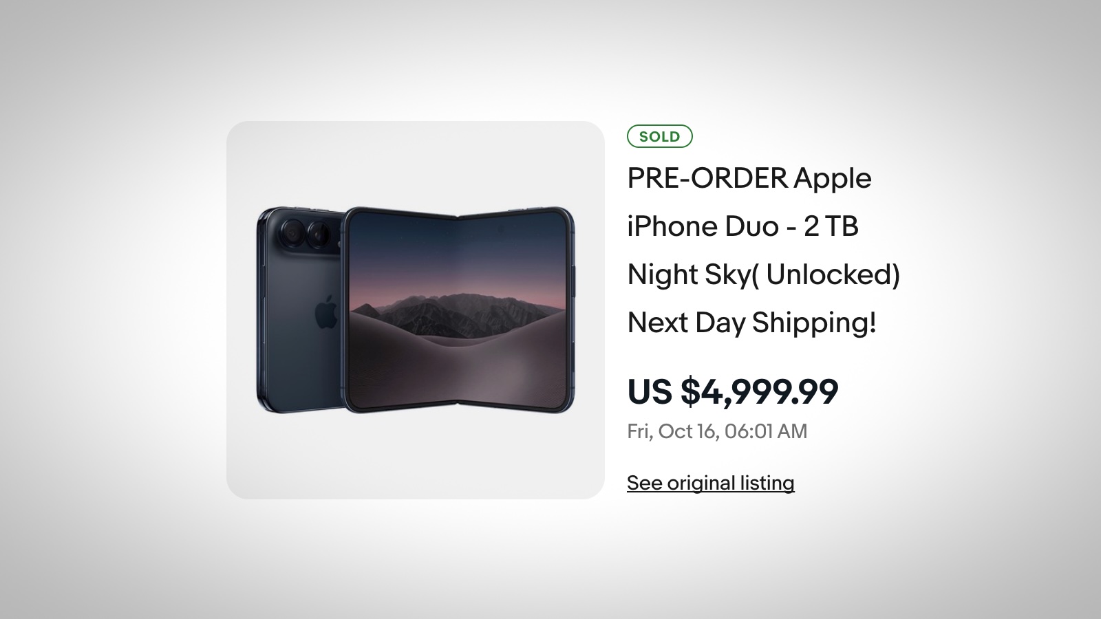 iPhone Duo se revende por $5,000 en eBay tras agotarse