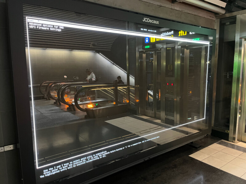 An unusual digital display at Stockholm station